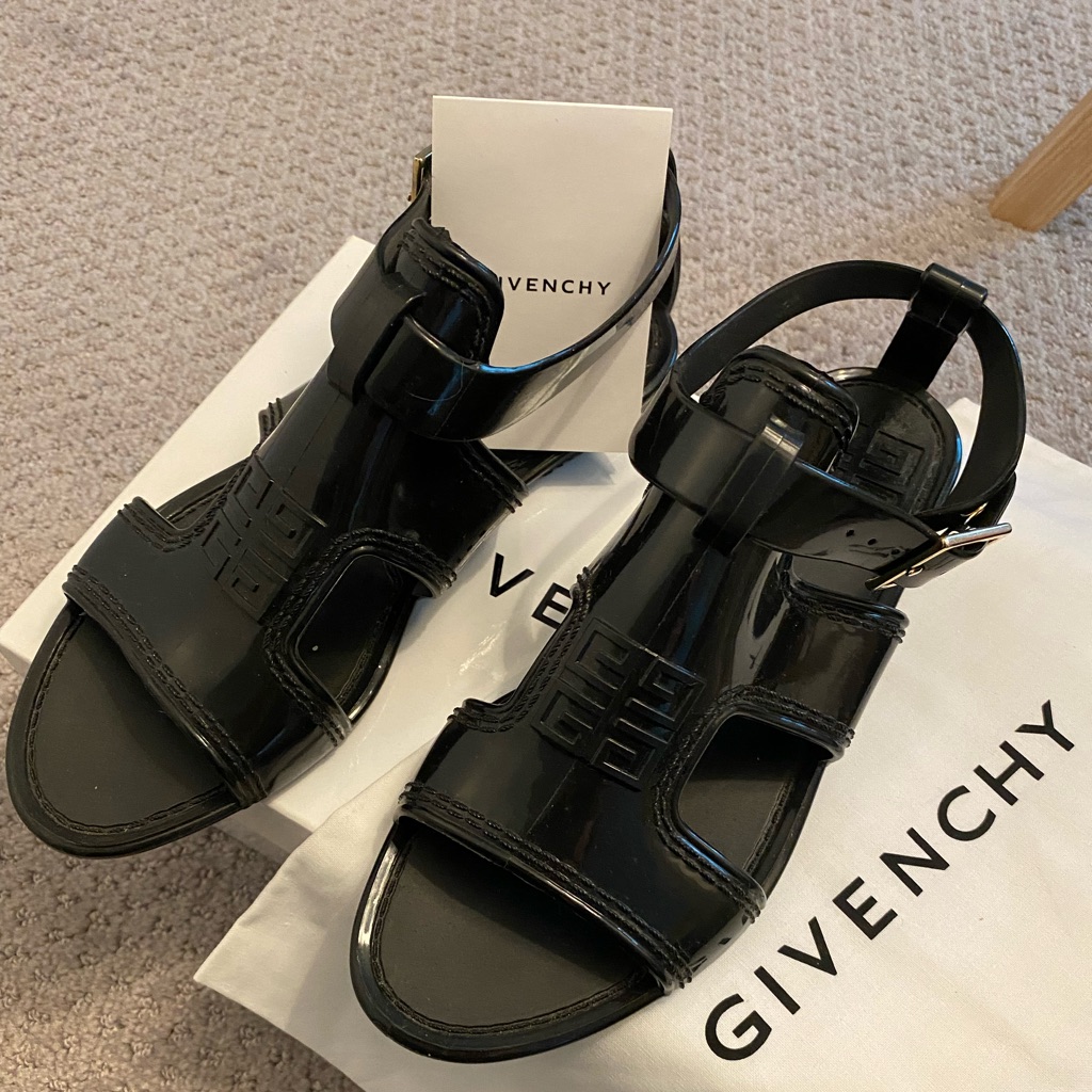 Givanchy Rubber Ankle Strap Sandals Black 36